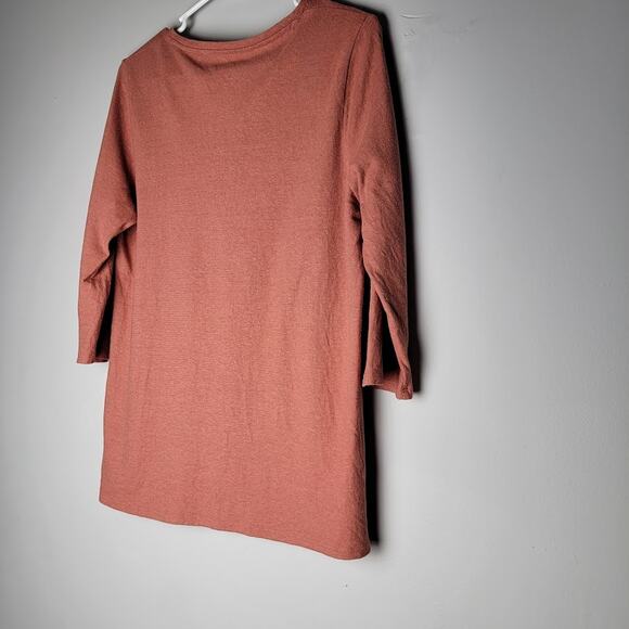 Pure Jill Hemp Cotton Tunic Top Medium Earthy Terracotta Boxy Fit Lightweight - Picture 2 of 9